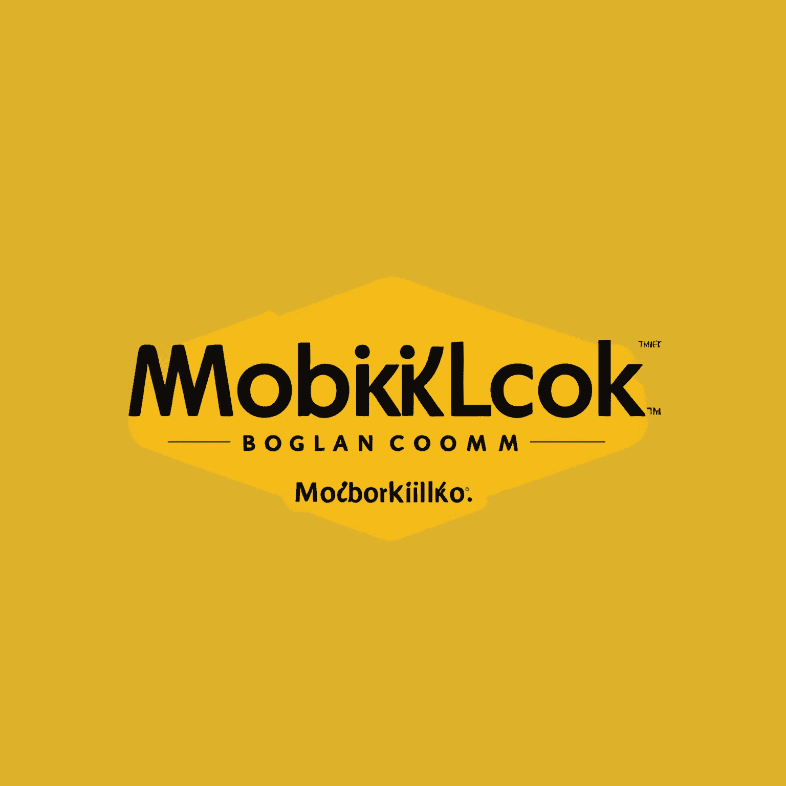 شعار mobikilok.com يظهر اسم الشركة بخط أنيق على خلفية صفراء