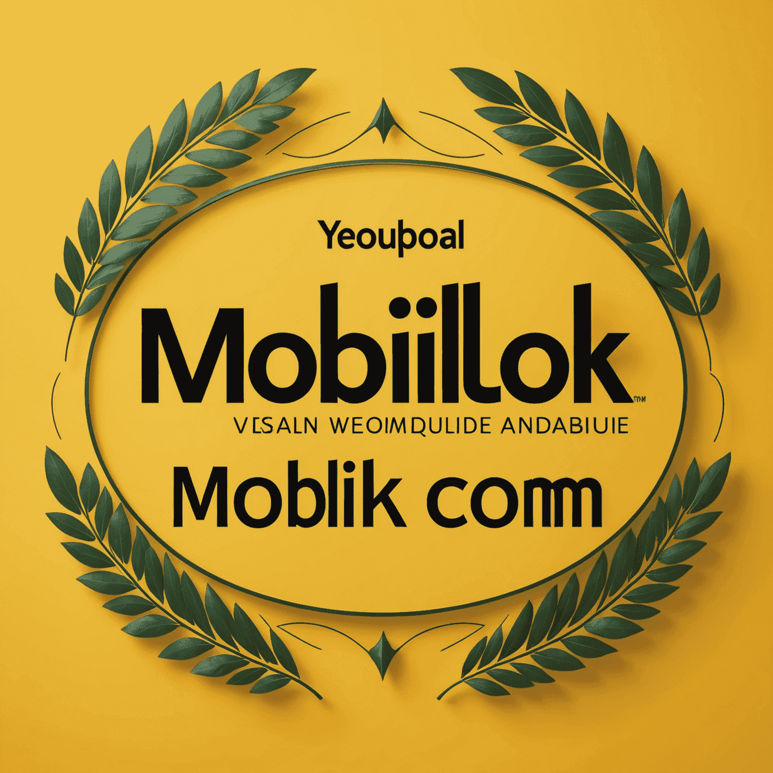 شعار mobikilok.com يظهر اسم الشركة بخط أنيق على خلفية صفراء