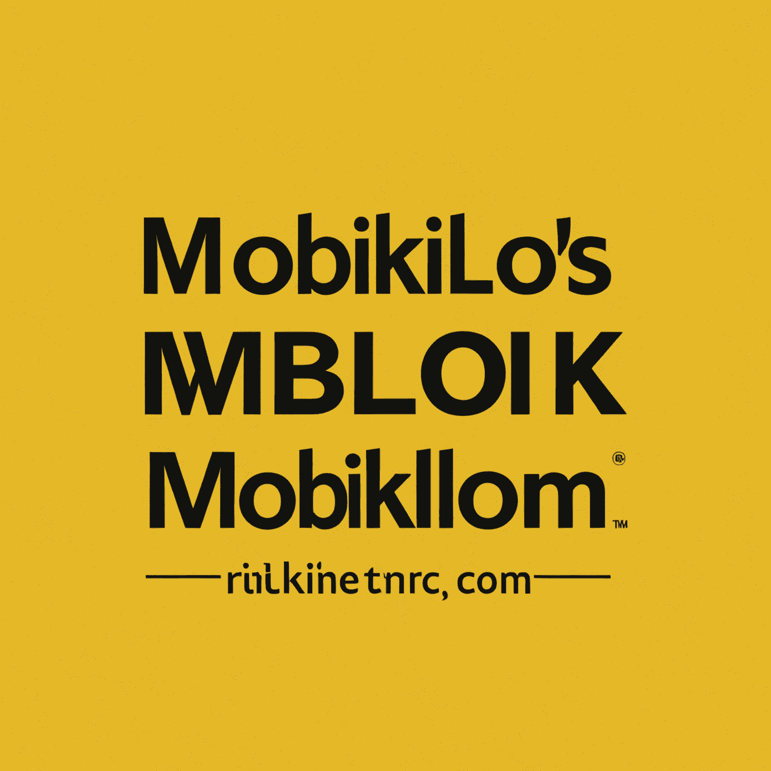 شعار mobikilok.com يظهر اسم الشركة بخط أنيق على خلفية صفراء